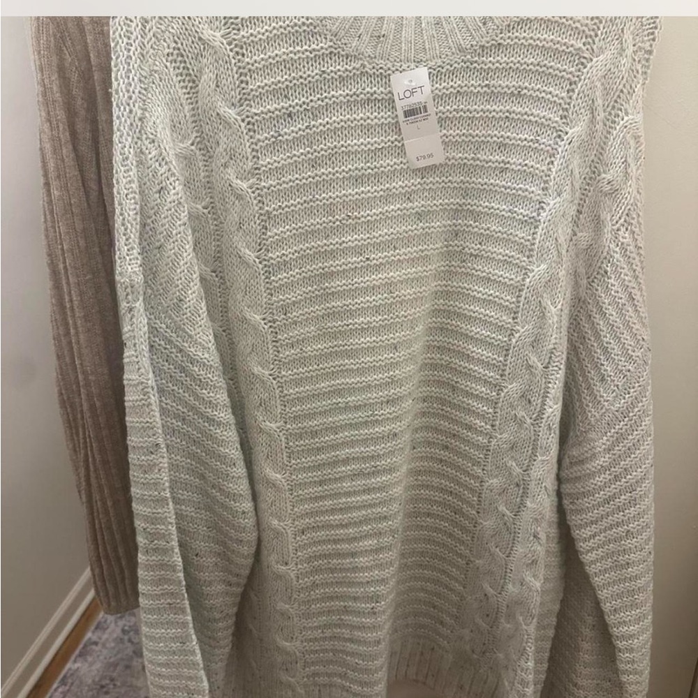 LOFT Women's Cable Knit Sweater - Light Cream